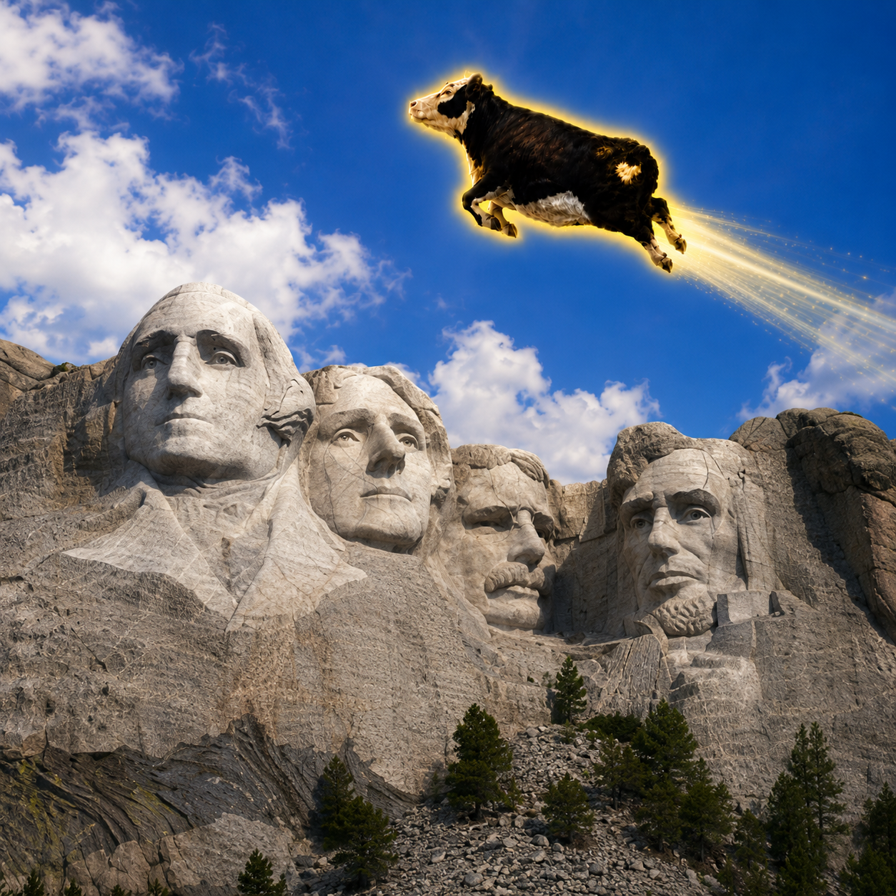 Mooner flying over Mount Rushmore
